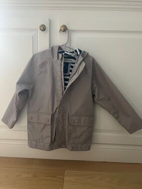 Kids Waterproof Hooded Coat in Light Taupe